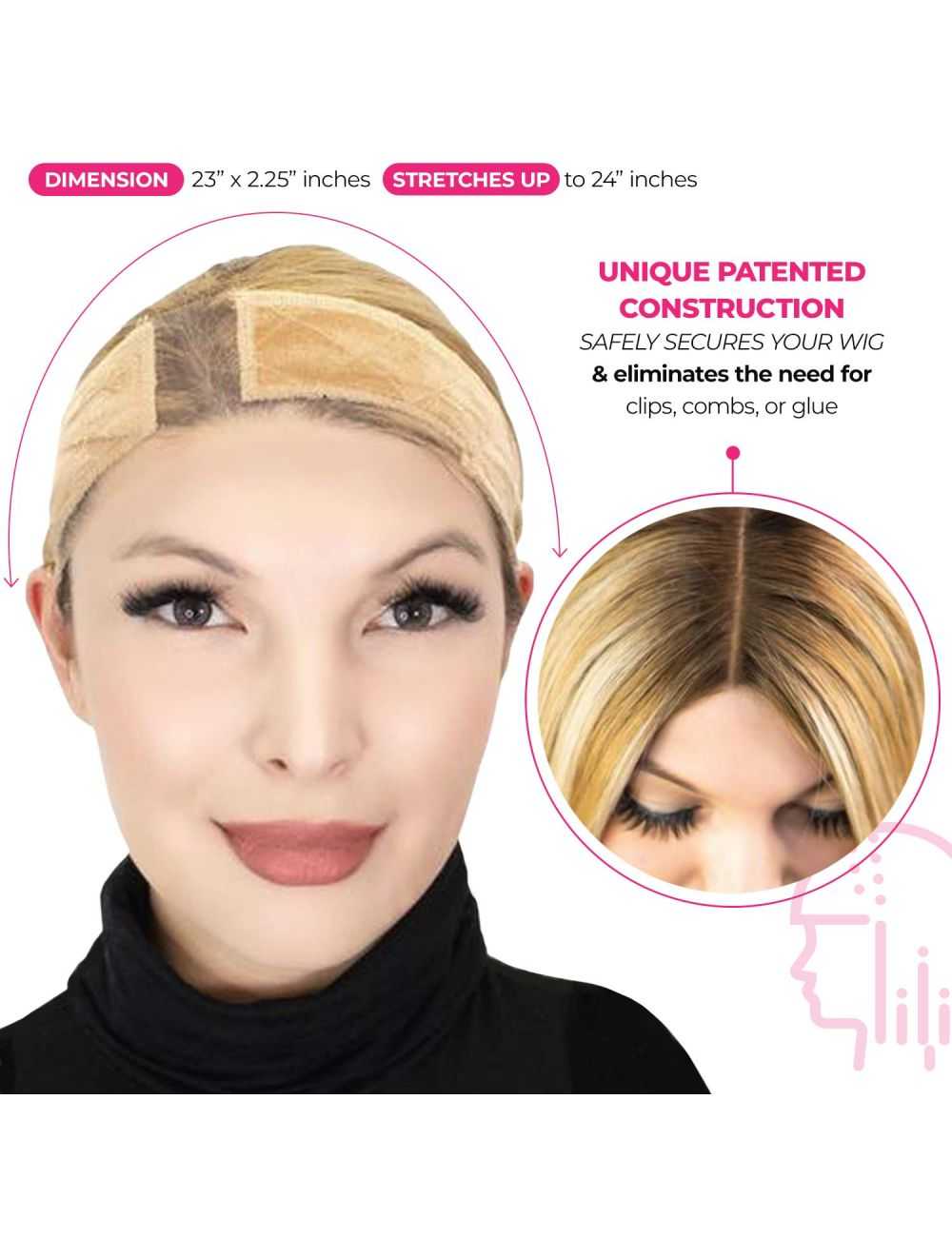Adjustable Velvet Wig Grip Band Breathable Lightweight Wig Head Bands For  Women Glueless Black Color No