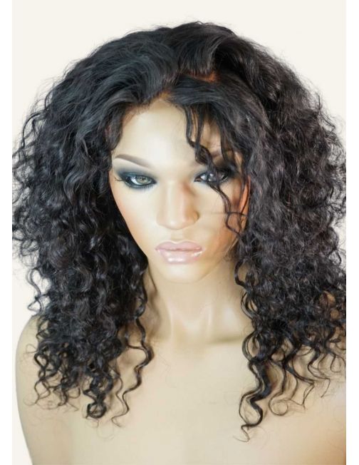 Shoulder Length Curly Human Hair Wigs No Glue wigs with an invisible lace wig cap