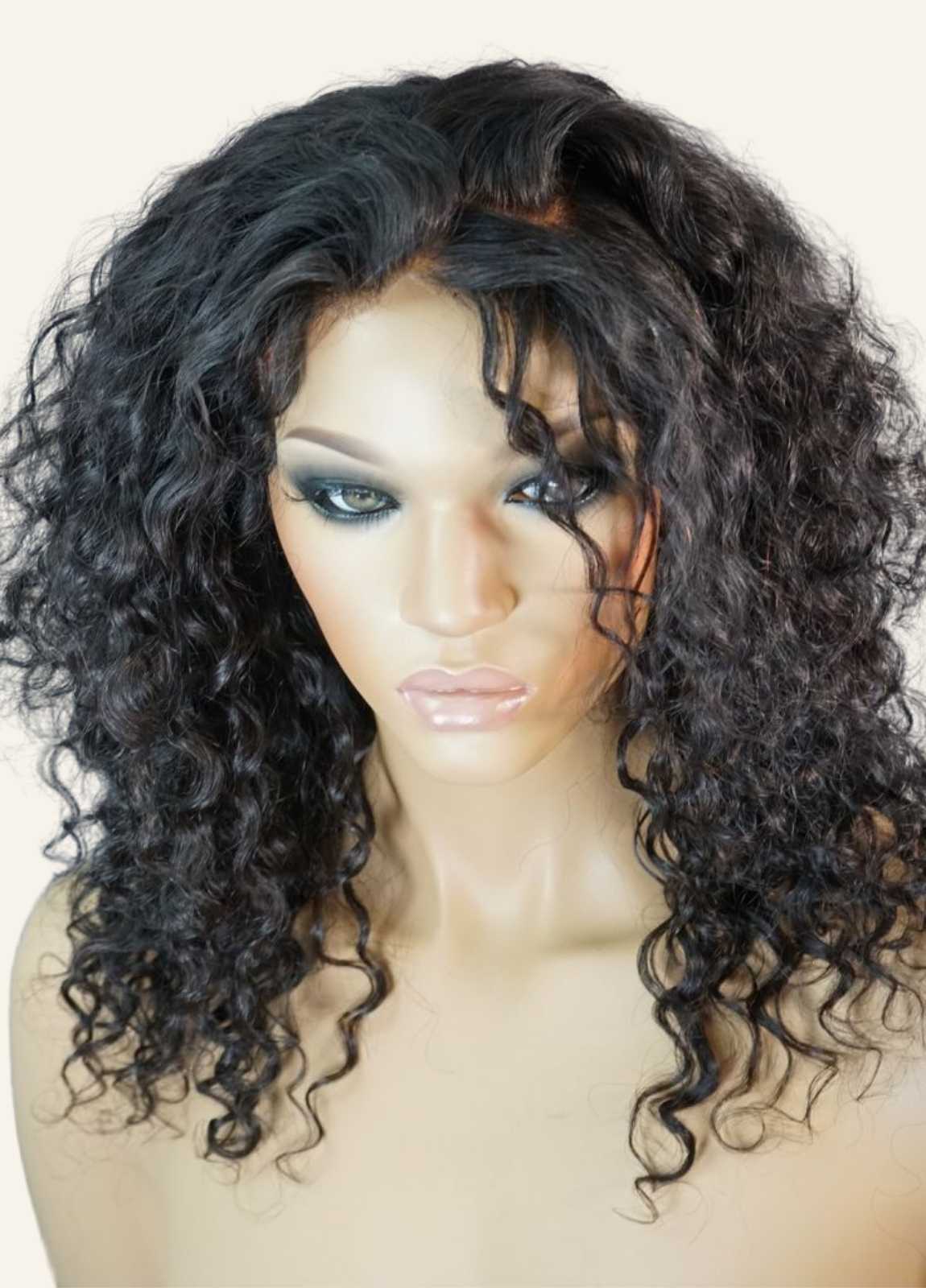 Shoulder Length Curly Human Hair Wigs No Glue wigs with an invisible lace wig cap