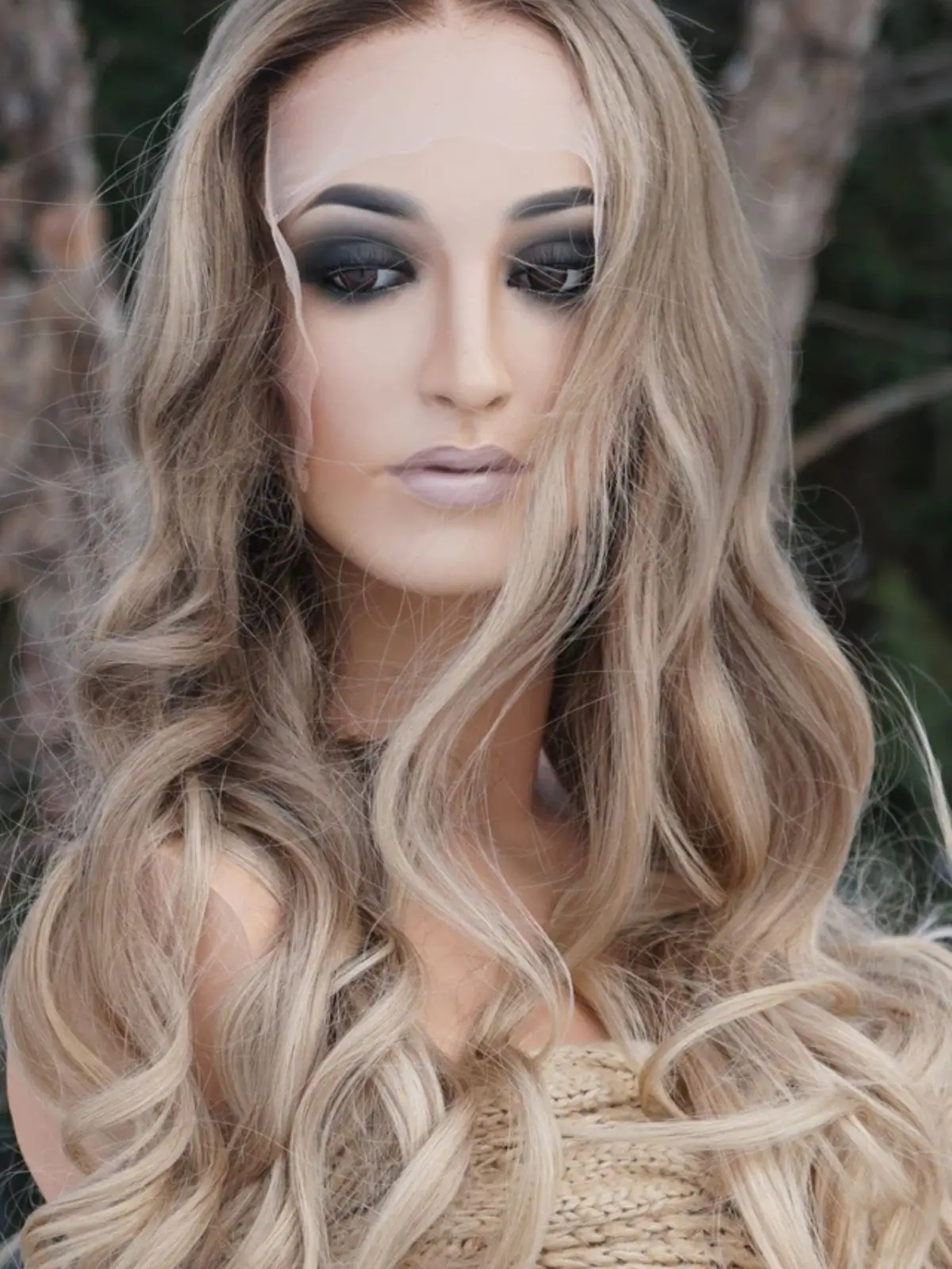 Medium blonde, high-quality human hair wig with natural wave,